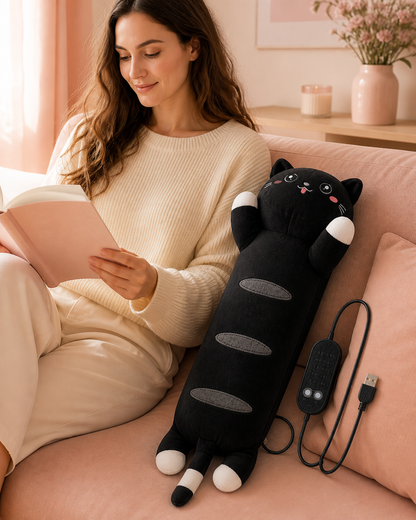 Black Cozy Cat Period Heating Pillow lifestyle image