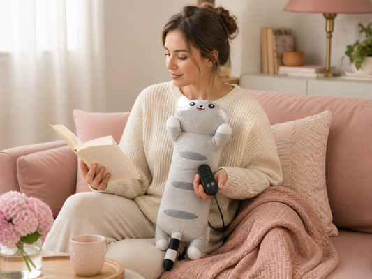 Grey Cozy Cat Period Heating Pillow lifestyle image