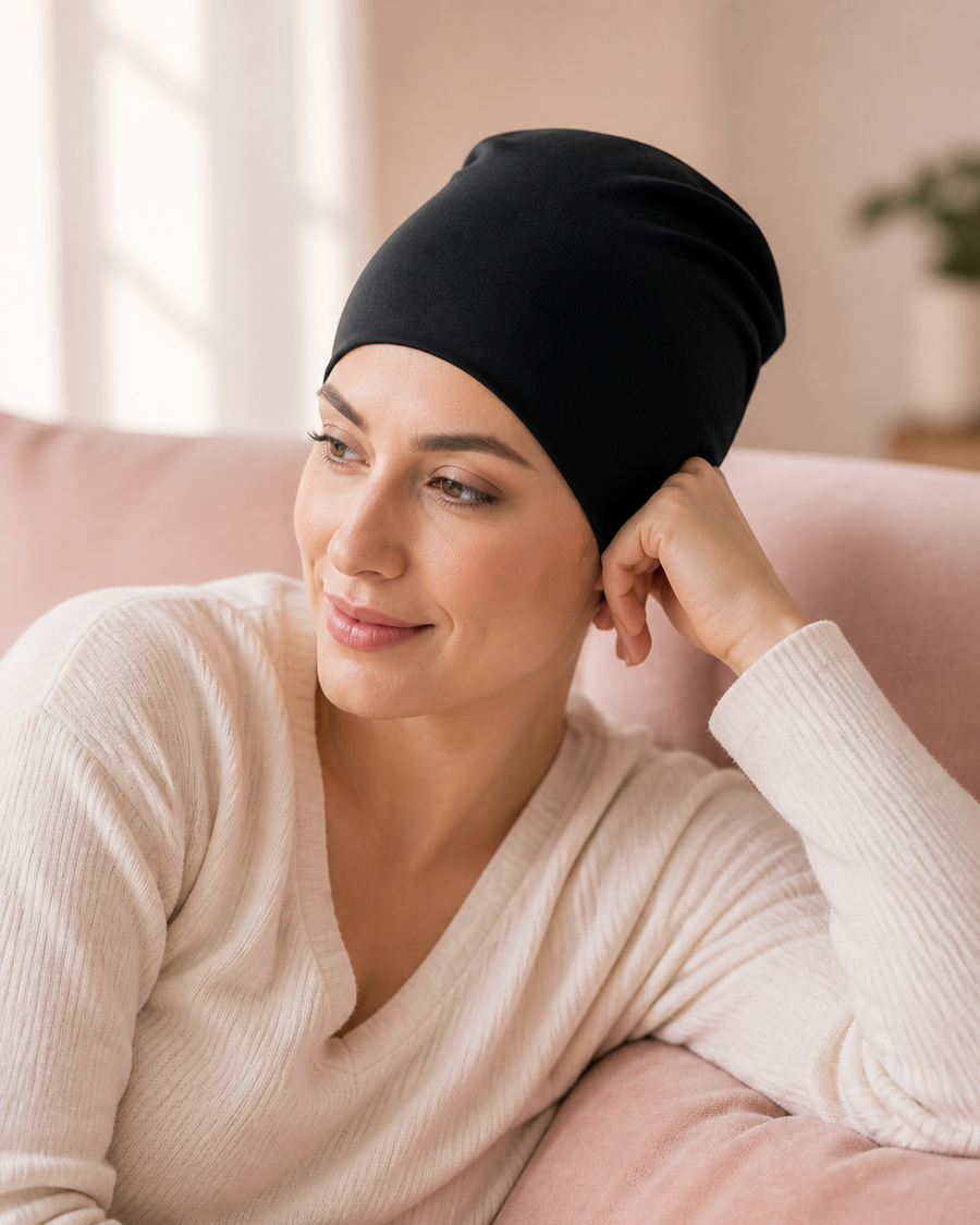 Black Cool and Calm Period Head Wrap lifestyle image