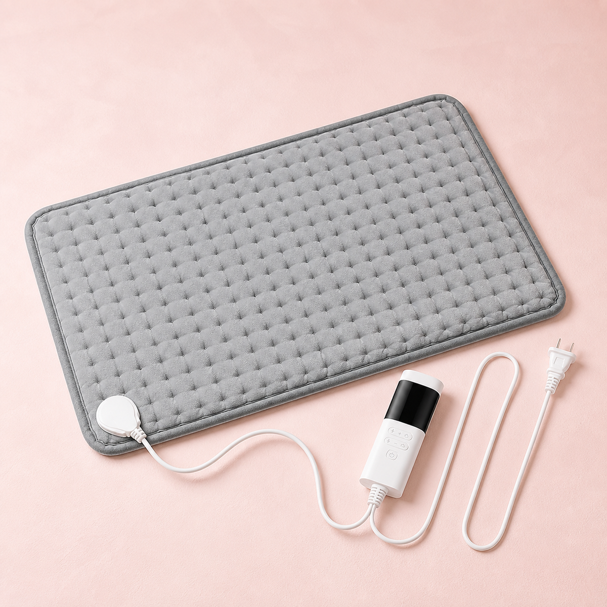Period Comfort Heated Blanket on a blush pink studio background