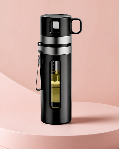 Period Comfort Tea Infuser Bottle on a blush pink studio background